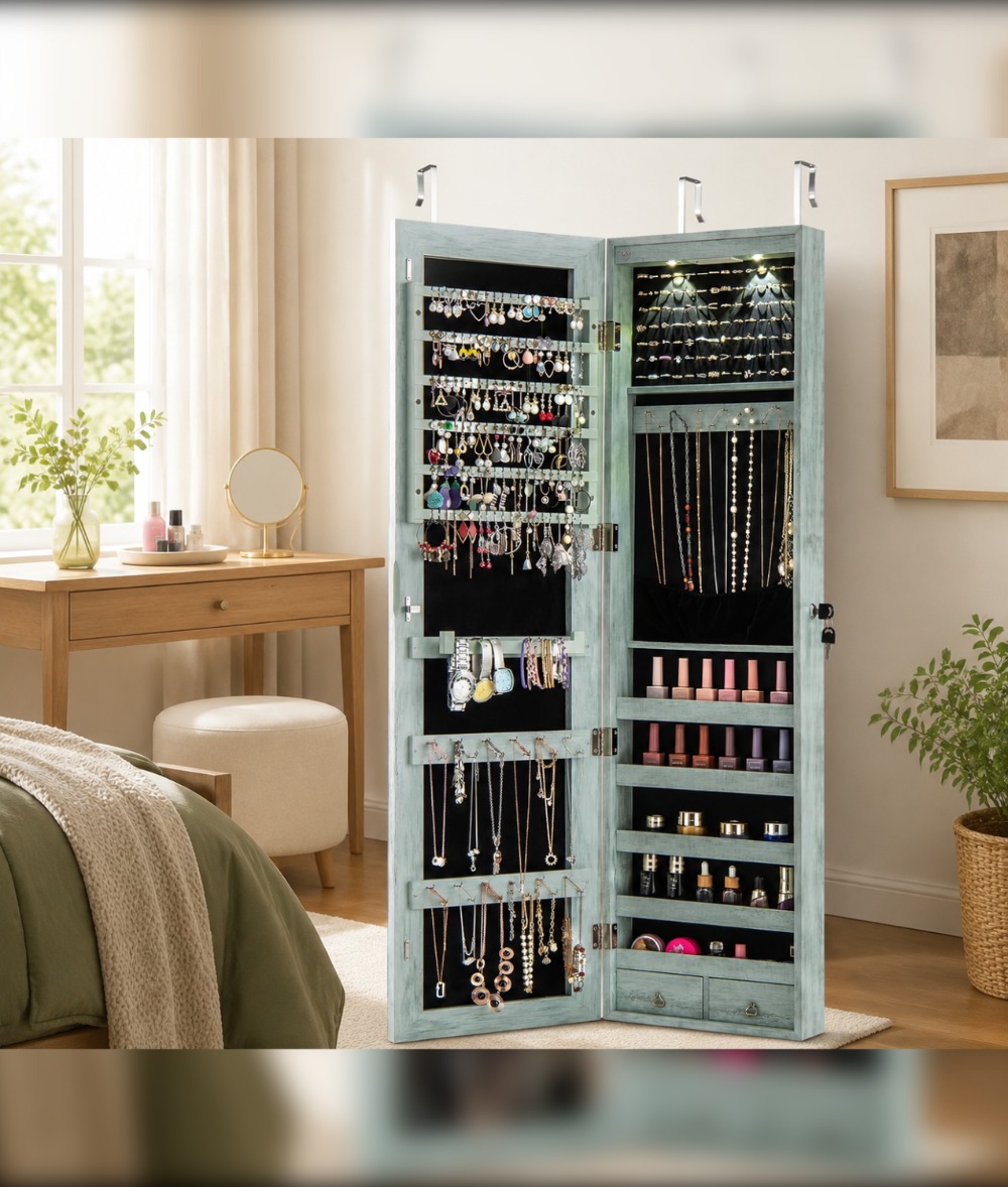Full Length Mirror Jewelry Armoire - Armadio per Gioielli da Parete o