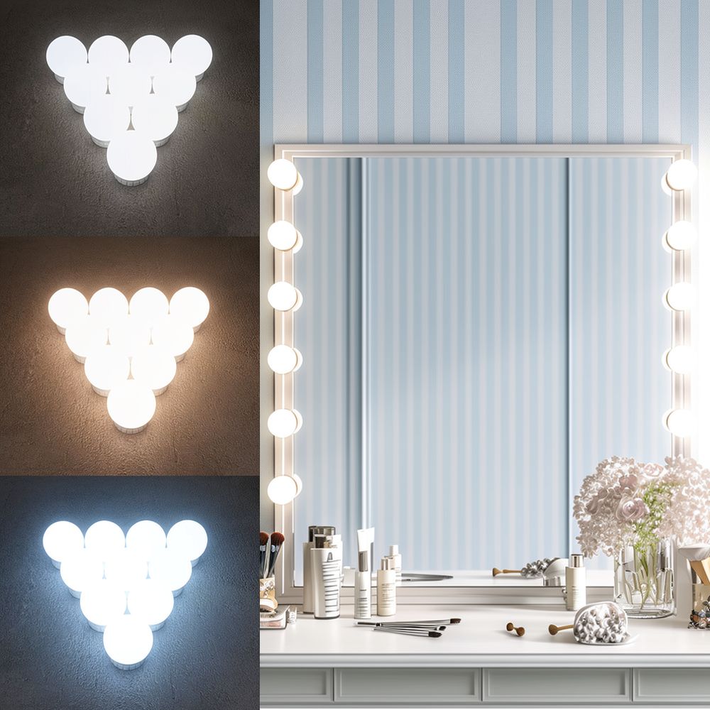 Dressing Table Vanity With Lighted Mirror - Lampade da specchio per trucco a