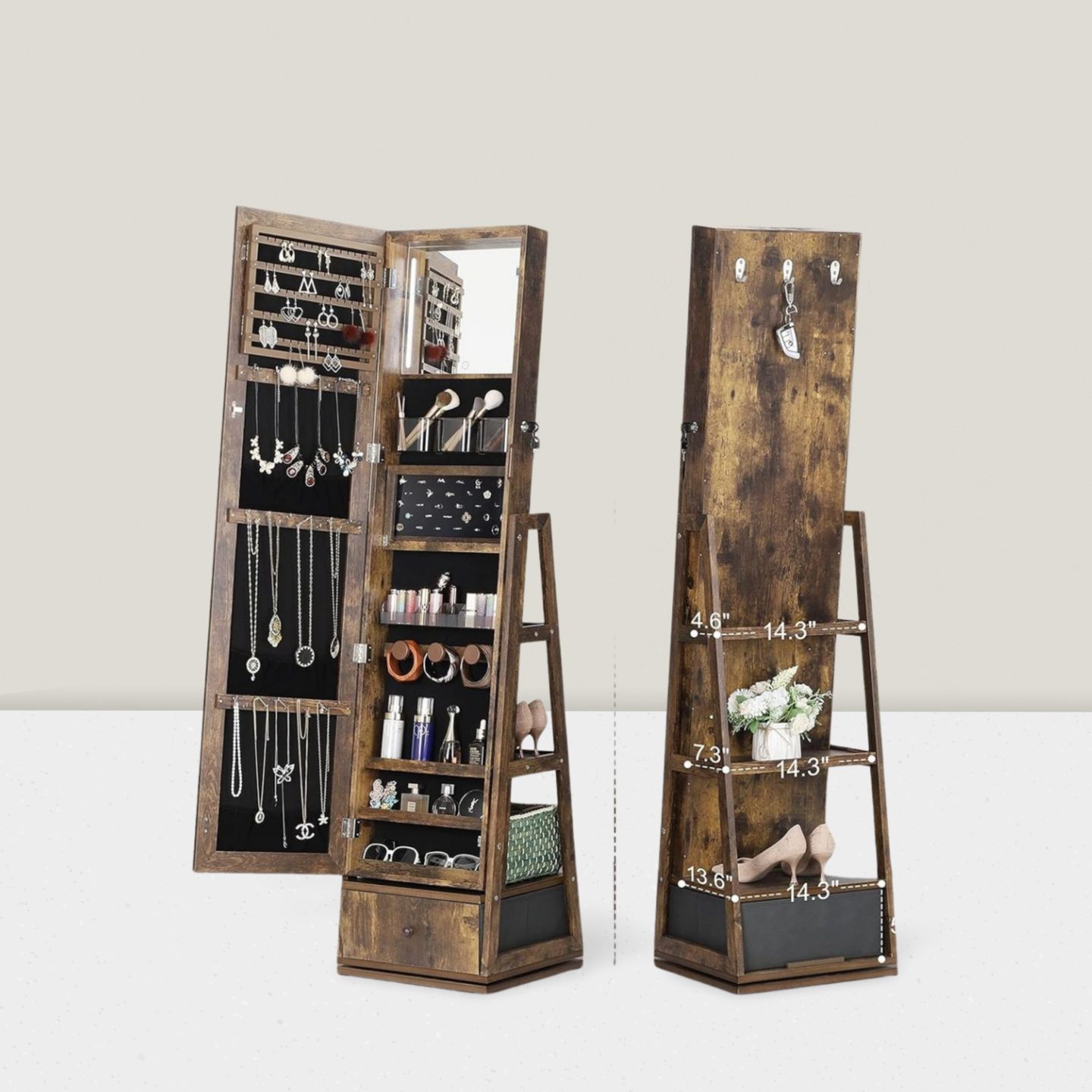 Full Length Mirror Jewelry Armoire - Specchio a figura intera per guardaroba,