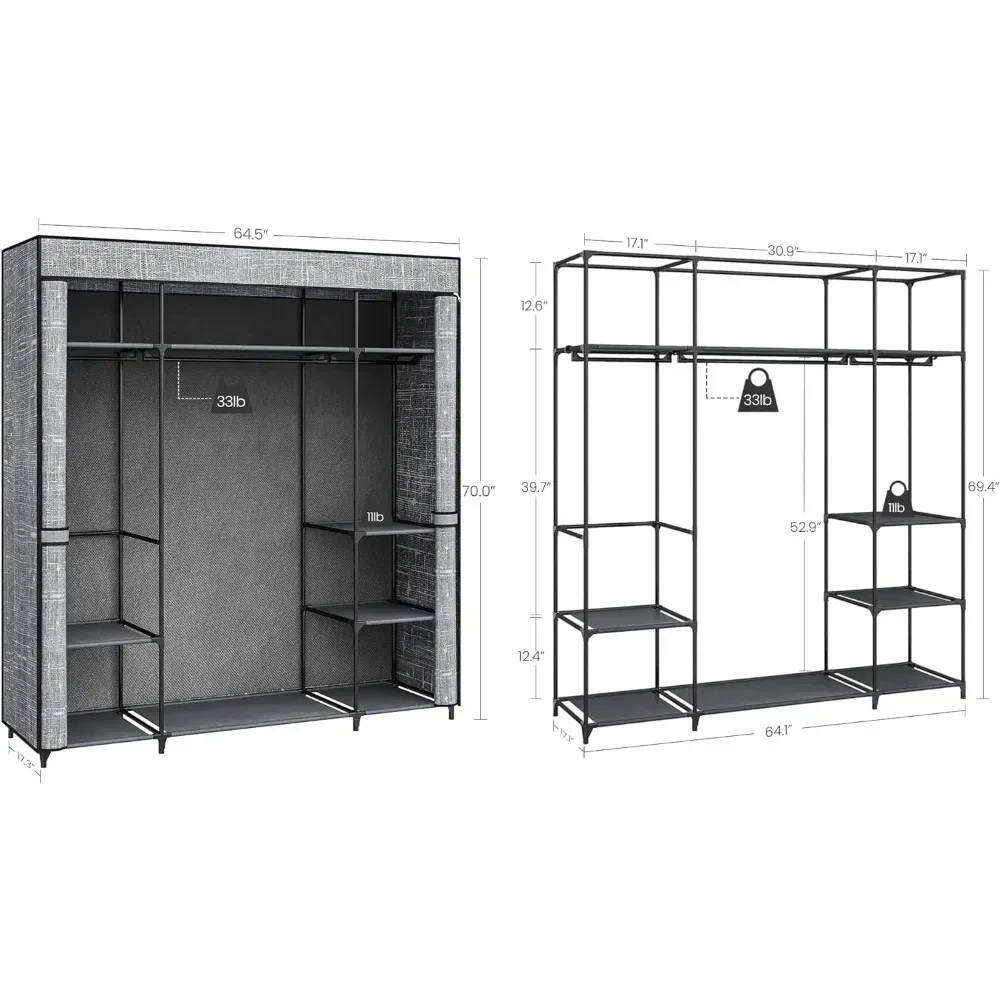 Wardrobe Closet Portable Fabric Cover - Armadio Portatile da 64,5 Pollici per