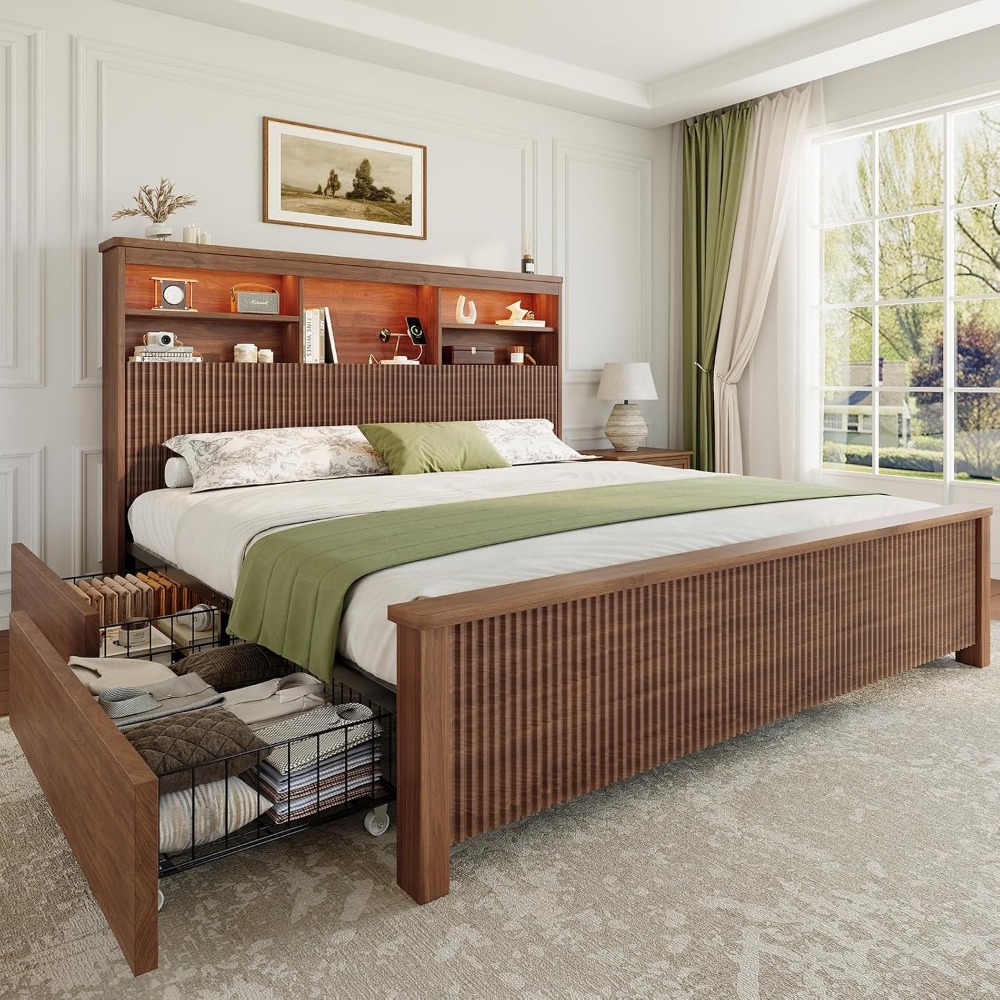 King Size Bed Frame With Storage Drawers - Struttura per letto matrimoniale con 4