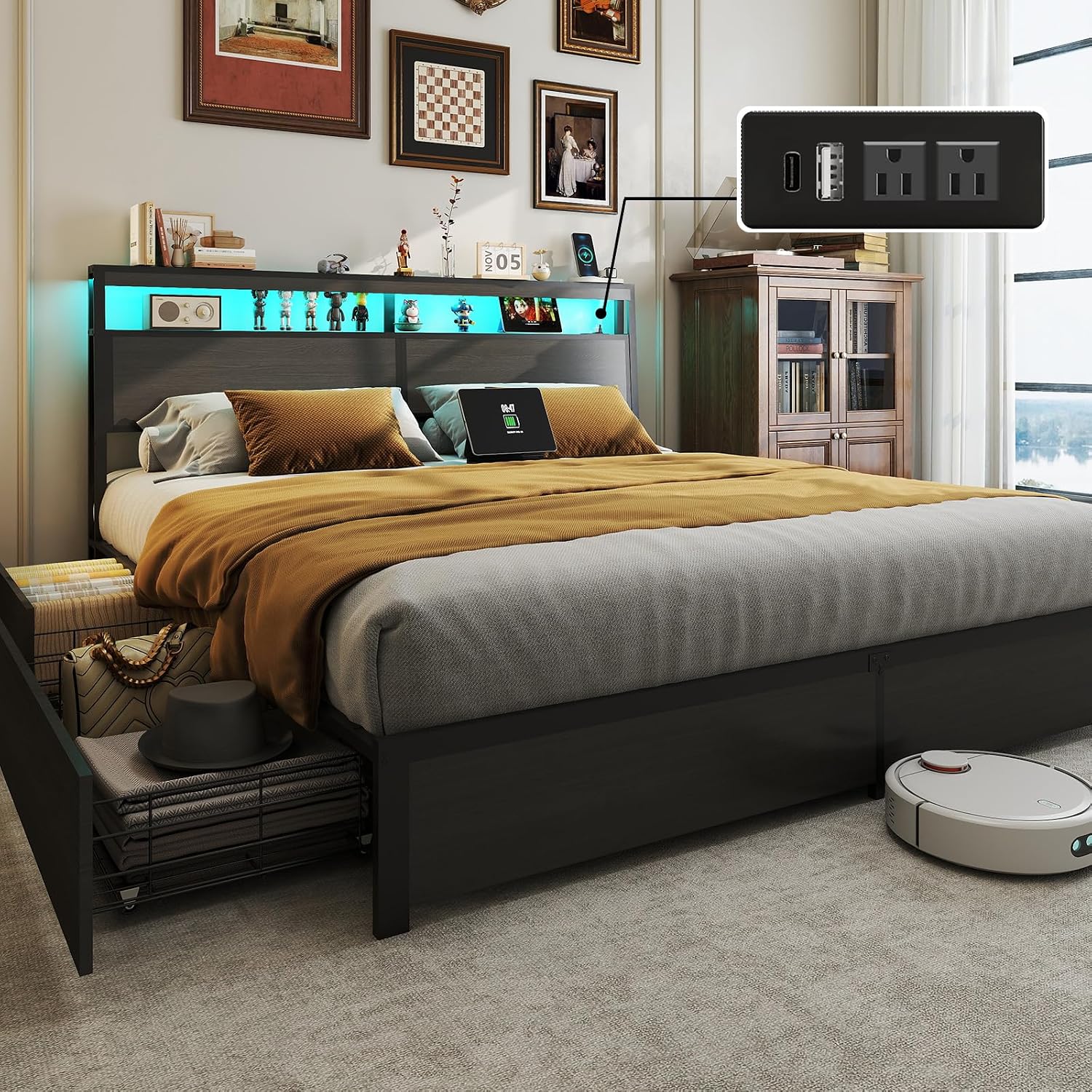 Letto matrimoniale con testier - King Size Bed Frame With Storage Drawers recensione e prezzo