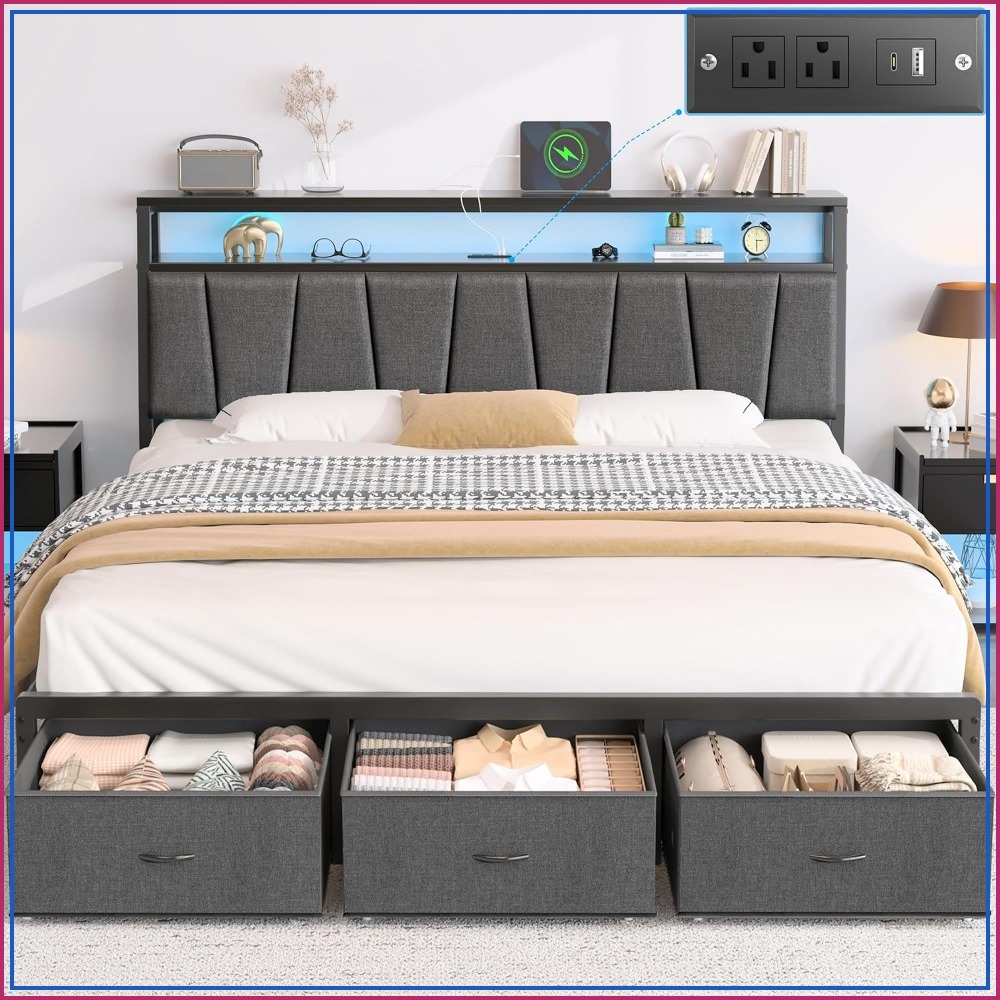 Letto matrimoniale con testier - King Size Bed Frame With Storage Drawers recensione e prezzo