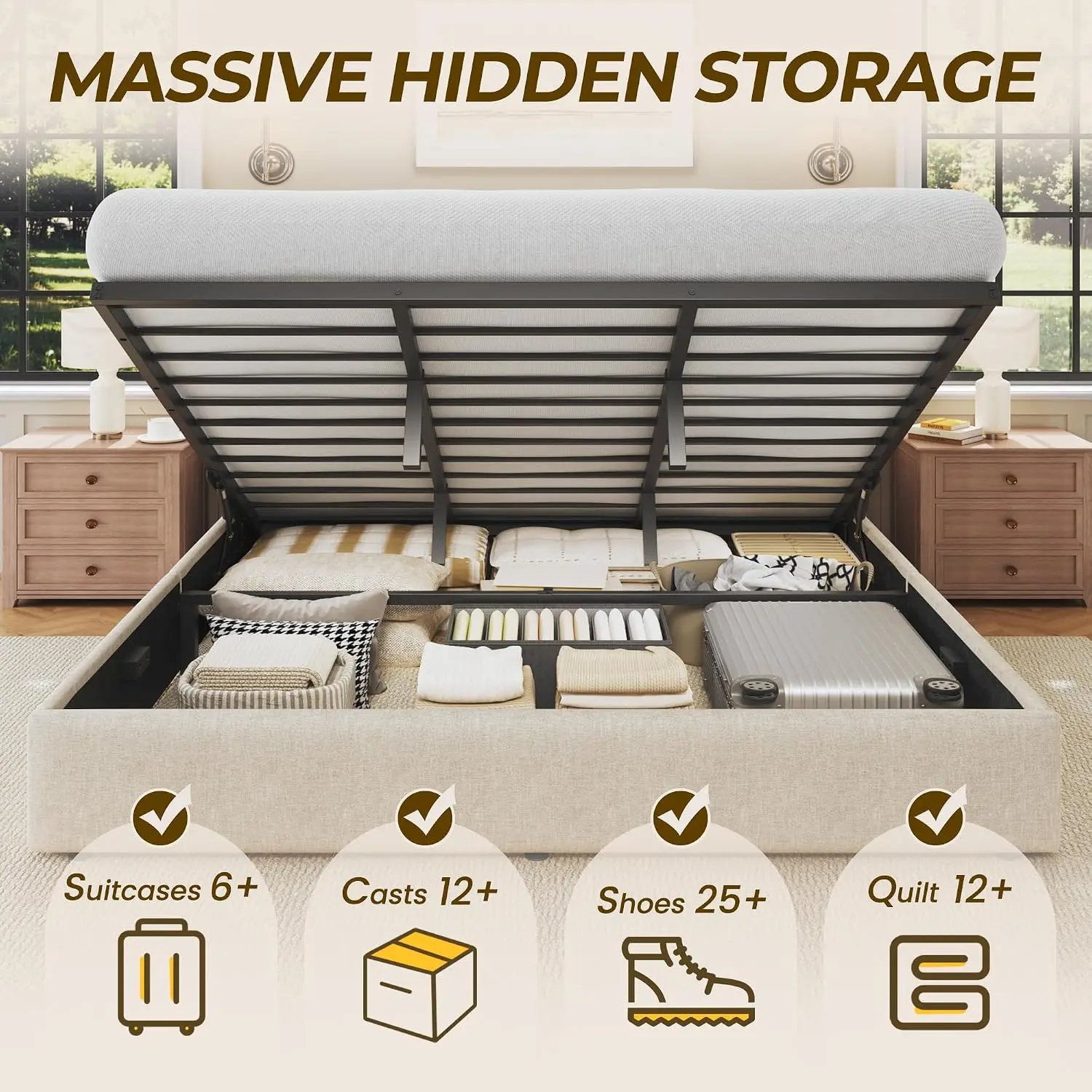 Letto matrimoniale con conteni - Gas Lift Storage Bed Hydraulic recensione e prezzo