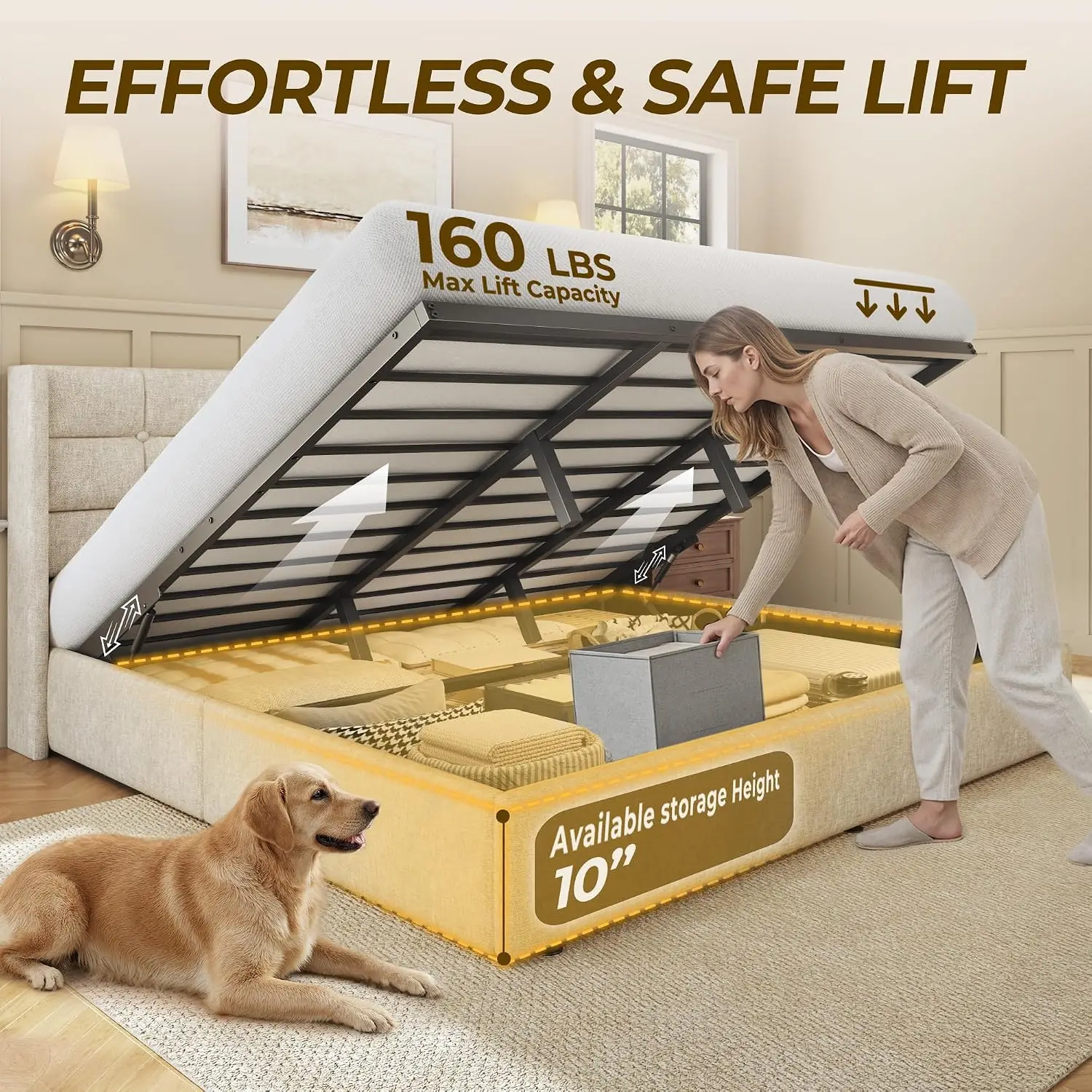 Letto matrimoniale con conteni - Gas Lift Storage Bed Hydraulic recensione e prezzo