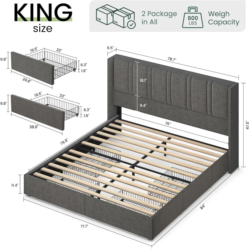 Struttura letto matrimoniale c - King Size Bed Frame With Storage Drawers recensione e prezzo