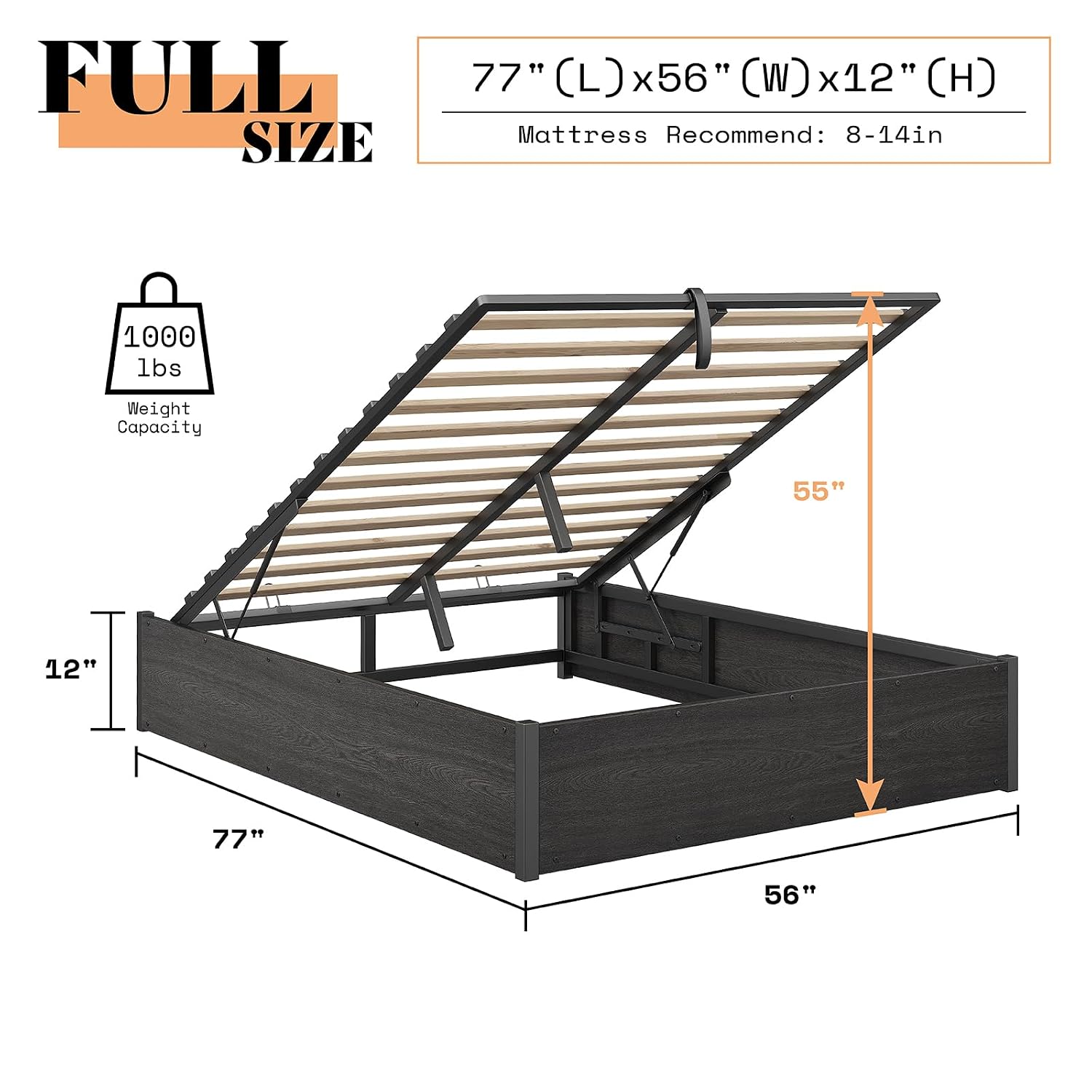 Letto contenitore con meccanis - Gas Lift Storage Bed Hydraulic recensione e prezzo