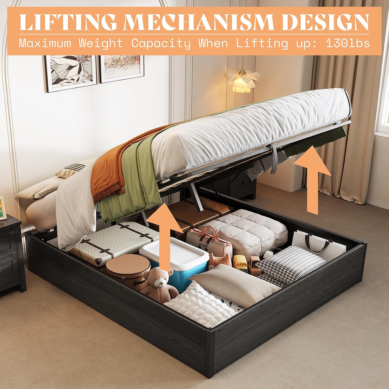 Letto contenitore con meccanis - Gas Lift Storage Bed Hydraulic recensione e prezzo