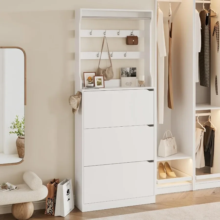 Scarpiera alta con appendiabit - Shoe Rack Cabinet Narrow Entryway recensione e prezzo
