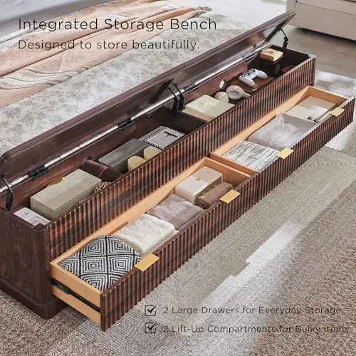 Letto matrimoniale scanalato c - King Size Bed Frame With Storage Drawers recensione e prezzo